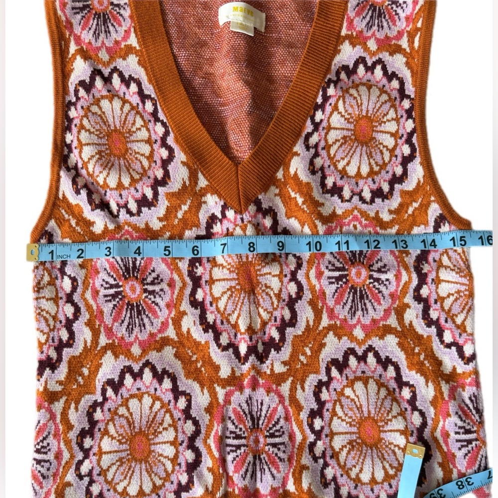 Maeve by Anthropologie Jacquard Sweater Vest Honey size small - Picture 10 of 16